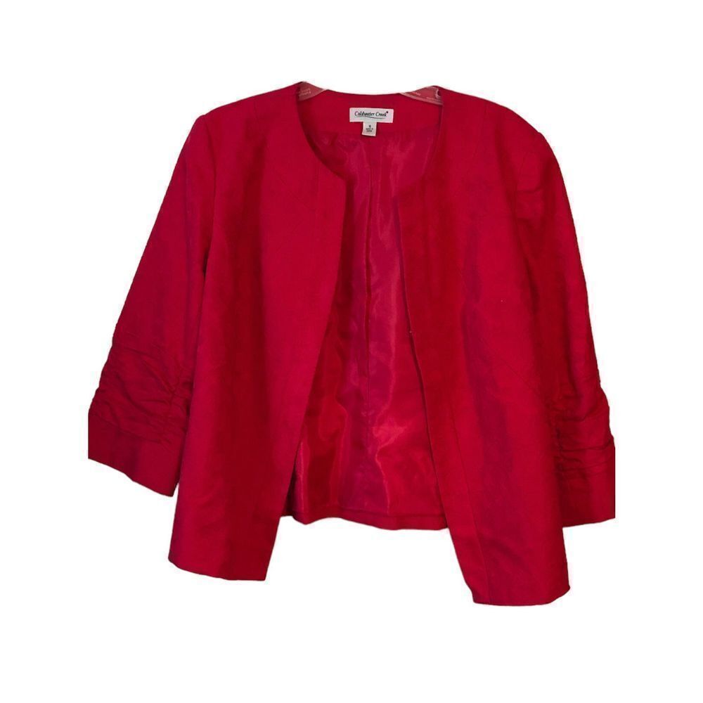 Coldwater Creek Red Rutched Sleeve Jacket
